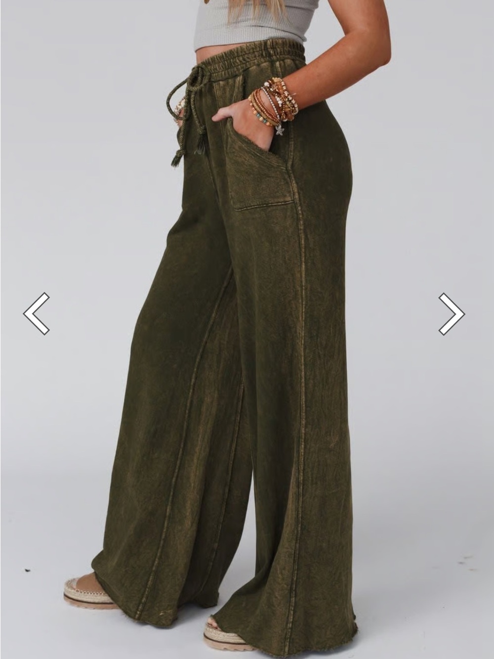 Three Bird Nest Relaxing Robin Wide Leg Pant New Olive Green sz XL - Picture 3 of 10